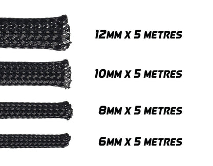 JAYLEC - 6mm x 5m Flexible Loom Braid / Expandable Sleeve