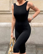 Willluxe® Streetwear Backless Active Biker Jumpsuit