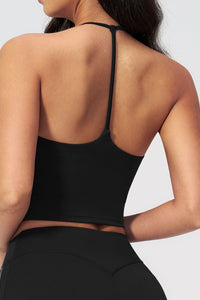Willluxe® Halter V-Neck Sports Tank with Built-In Bra