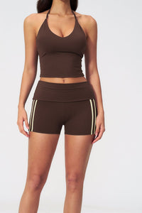 Willluxe® Halter V-Neck Sports Tank with Built-In Bra