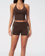 Willluxe® Halter V-Neck Sports Tank with Built-In Bra