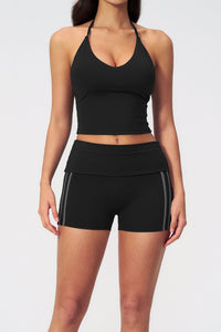 Willluxe® Halter V-Neck Sports Tank with Built-In Bra