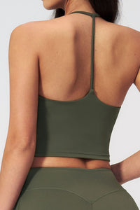 Willluxe® Halter V-Neck Sports Tank with Built-In Bra