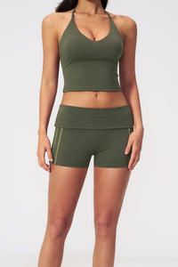 Willluxe® Halter V-Neck Sports Tank with Built-In Bra
