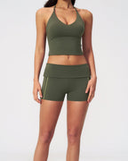 Willluxe® Halter V-Neck Sports Tank with Built-In Bra
