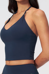 Willluxe® Halter V-Neck Sports Tank with Built-In Bra