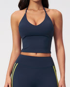 Willluxe® Halter V-Neck Sports Tank with Built-In Bra