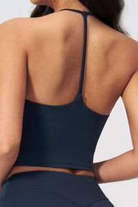 Willluxe® Halter V-Neck Sports Tank with Built-In Bra