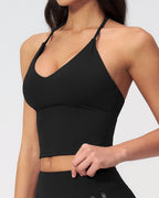 Willluxe® Halter V-Neck Sports Tank with Built-In Bra