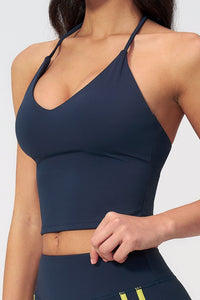 Willluxe® Halter V-Neck Sports Tank with Built-In Bra