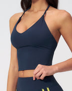 Willluxe® Halter V-Neck Sports Tank with Built-In Bra