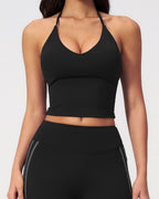 Willluxe® Halter V-Neck Sports Tank with Built-In Bra