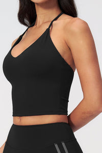 Willluxe® Halter V-Neck Sports Tank with Built-In Bra
