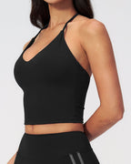 Willluxe® Halter V-Neck Sports Tank with Built-In Bra