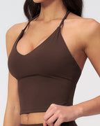 Willluxe® Halter V-Neck Sports Tank with Built-In Bra