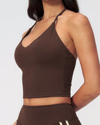 Willluxe® Halter V-Neck Sports Tank with Built-In Bra