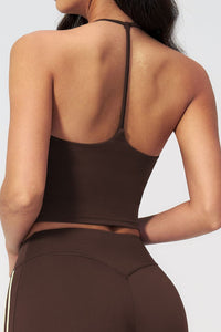 Willluxe® Halter V-Neck Sports Tank with Built-In Bra