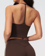 Willluxe® Halter V-Neck Sports Tank with Built-In Bra