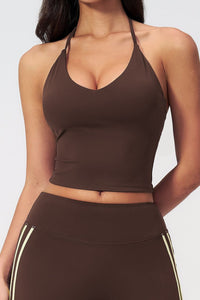 Willluxe® Halter V-Neck Sports Tank with Built-In Bra