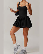 Willluxe® Athletic Tennis Dress with Built-In Bodysuit