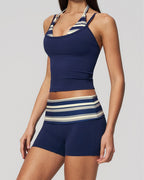 Willluxe® Contrast Polka Dot Halter Sculpting Yoga Tank