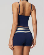 Willluxe® Contrast Polka Dot Halter Sculpting Yoga Tank