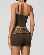 Willluxe® Contrast Polka Dot Halter Sculpting Yoga Tank