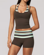 Willluxe® Contrast Polka Dot Halter Sculpting Yoga Tank