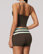 Willluxe® Contrast Polka Dot Halter Sculpting Yoga Tank