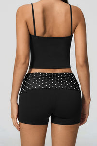 Willluxe® Contrast Polka Dot Halter Sculpting Yoga Tank