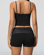 Willluxe® Contrast Polka Dot Halter Sculpting Yoga Tank