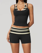 Willluxe® Contrast Polka Dot Halter Sculpting Yoga Tank