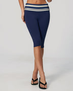 Willluxe® Contrast Polka Dot Foldover Waist Capri Leggings