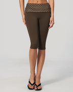 Willluxe® Contrast Polka Dot Foldover Waist Capri Leggings