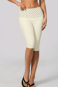 Willluxe® Contrast Polka Dot Foldover Waist Capri Leggings