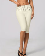 Willluxe® Contrast Polka Dot Foldover Waist Capri Leggings
