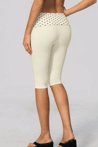 Willluxe® Contrast Polka Dot Foldover Waist Capri Leggings