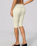Willluxe® Contrast Polka Dot Foldover Waist Capri Leggings
