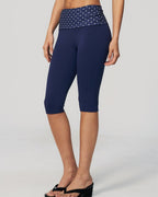 Willluxe® Contrast Polka Dot Foldover Waist Capri Leggings