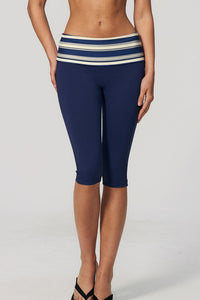 Willluxe® Contrast Polka Dot Foldover Waist Capri Leggings