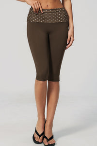 Willluxe® Contrast Polka Dot Foldover Waist Capri Leggings