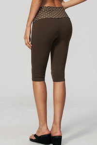 Willluxe® Contrast Polka Dot Foldover Waist Capri Leggings