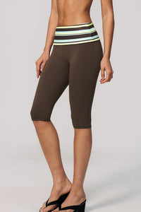 Willluxe® Contrast Polka Dot Foldover Waist Capri Leggings