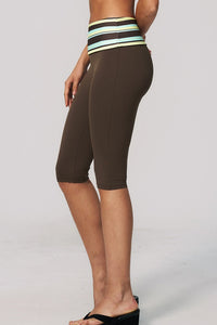 Willluxe® Contrast Polka Dot Foldover Waist Capri Leggings