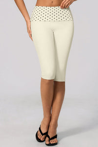 Willluxe® Contrast Polka Dot Foldover Waist Capri Leggings