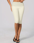 Willluxe® Contrast Polka Dot Foldover Waist Capri Leggings
