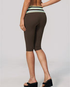 Willluxe® Contrast Polka Dot Foldover Waist Capri Leggings