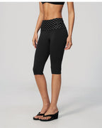 Willluxe® Contrast Polka Dot Foldover Waist Capri Leggings