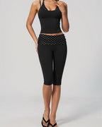 Willluxe® Contrast Polka Dot Foldover Waist Capri Leggings