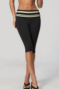 Willluxe® Contrast Polka Dot Foldover Waist Capri Leggings